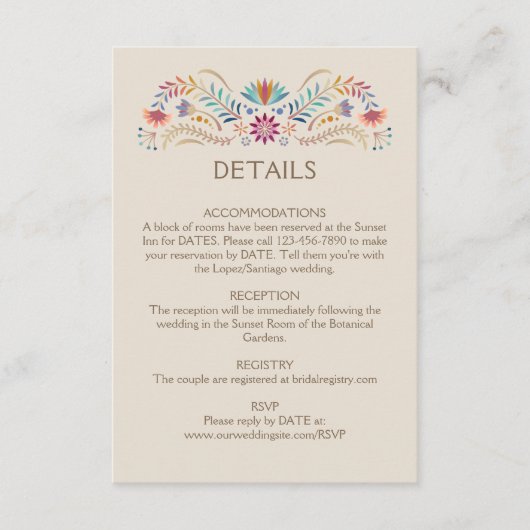 フィエスタボホ結婚詳細 エンクロージャーカード (正面)