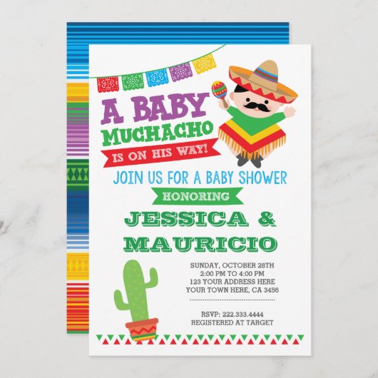 フィエスタボーイベビーシャワー招待状 招待状 (正面/裏面)