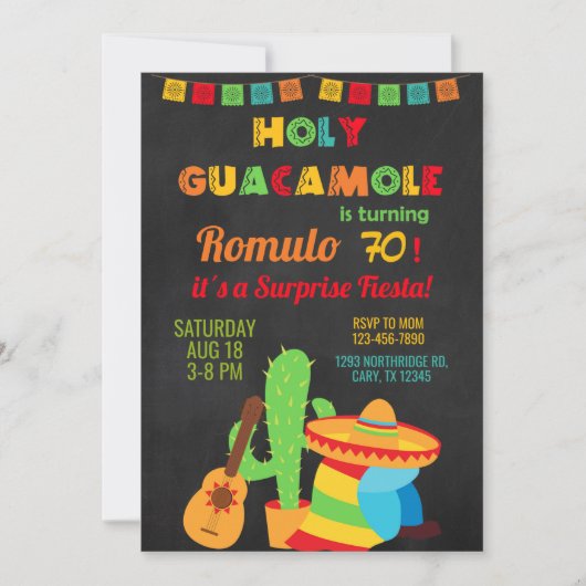 フィエスタボーイ/男の誕生日の招待、任意の年齢。 招待状 (正面)