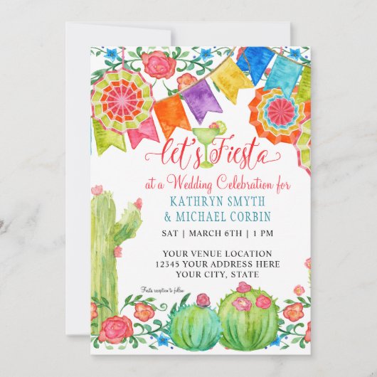 フィエスタマルガリカラフルタフローラカク結婚タスズ 招待状 (正面)