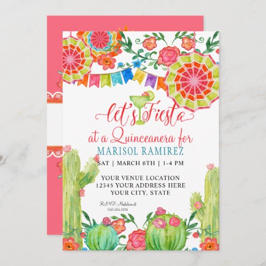 フィエスタマルガリタサボス15th誕生日キンセアニェラ 招待状 (正面/裏面)