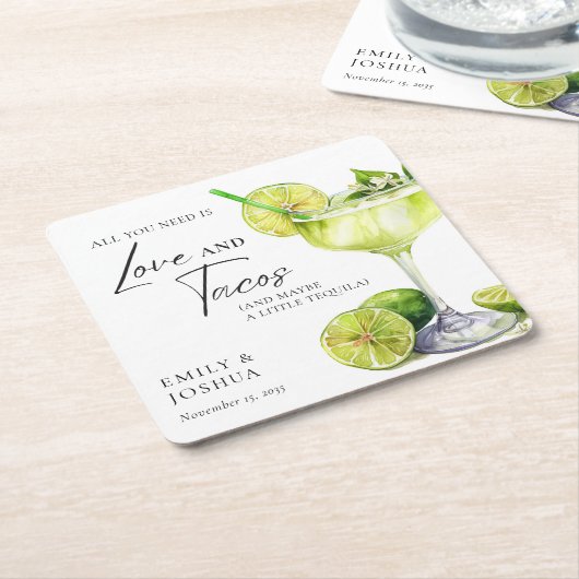フィエスタマルガリータカップルシャワー スクエアペーパーコースター (アングル)