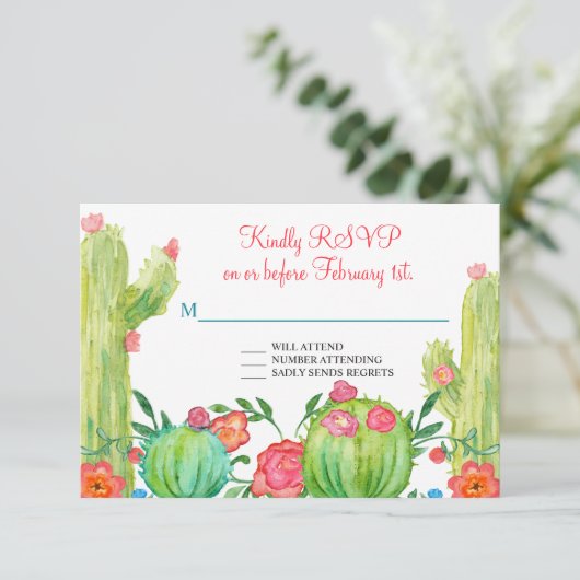 フィエスタマルガリータフローラサボットウェディングRSVP 招待状 (スタンド正面)