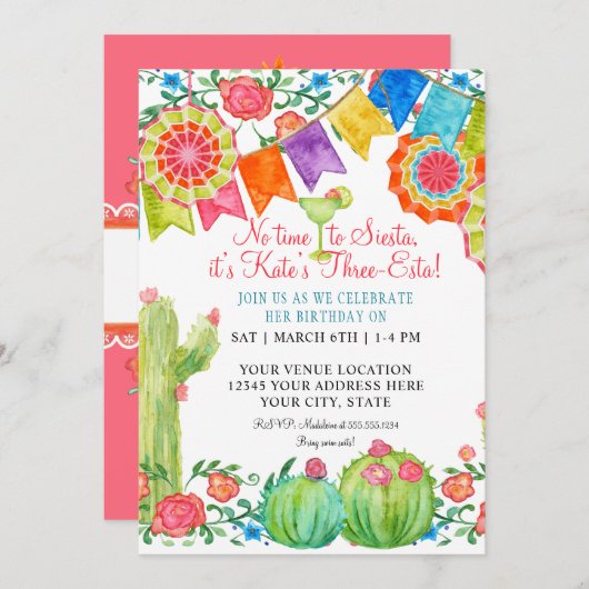 フィエスタマルガリータフローラサボティバースデーパーティー 招待状 (正面/裏面)