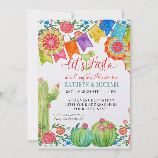 フィエスタマルガリータフローラサボートアートカップルシャワー 招待状 (正面)