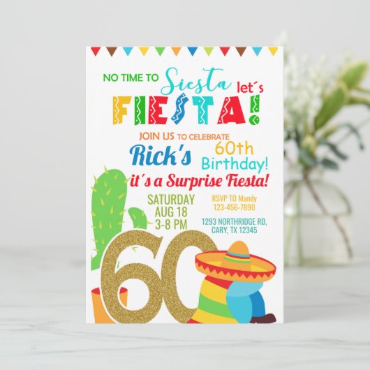 フィエスタマン/男性60歳の誕生日の招待状。 招待状 (スタンド正面)