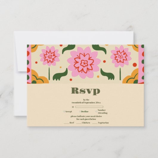 フィエスタメキシカラフルコフローラ結婚ズ 出欠カード (正面)