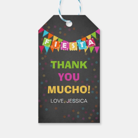 フィエスタメキシカンサンキューラベル誕生日パーティー ギフトタグ (正面)