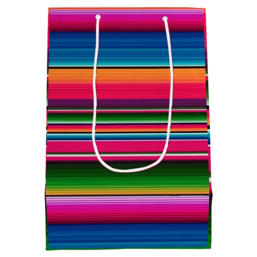 フィエスタメキシカンセラピカラフルッストライプケット ミディアムペーパーバッグ (裏面)