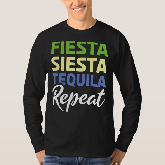 フィエスタメキシカンリピートTequila Mexico Happy Cinco D Tシャツ (正面)