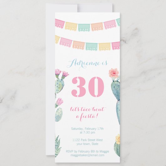 フィエスタメキシコのタコスの誕生日パーティーについて 招待状 (正面)