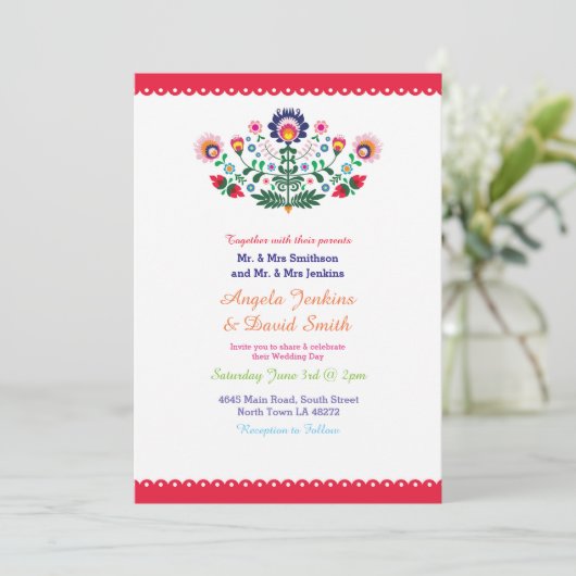 フィエスタメキシコウェディングパーティカラフル招待状 招待状 (スタンド正面)