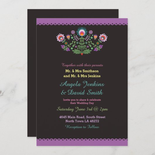 フィエスタメキシコウェディングパーティカラフル招待状 招待状 (正面/裏面)