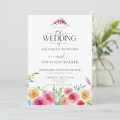 フィエスタメキシコエレガント花スクリプ結婚トQR 招待状 (スタンド正面)