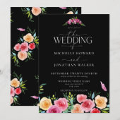 フィエスタメキシコエレガント花Script結婚's 招待状 (正面/裏面)
