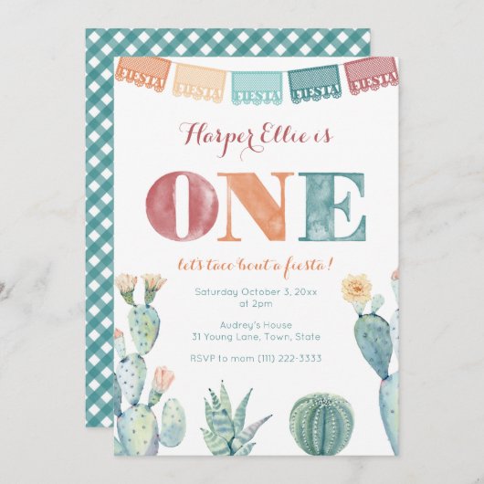 フィエスタメキシコテーマガール秋1st誕生日パーティー 招待状 (正面/裏面)