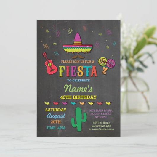 フィエスタメキシコハットメキシコバースデーパーティー招待状 招待状 (スタンド正面)