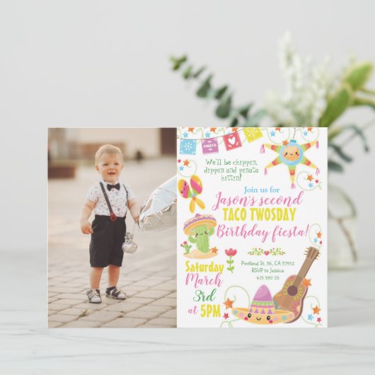 フィエスタメキシコピナタタコトゥオズデイ誕生日 招待状 (スタンド正面)
