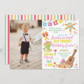 フィエスタメキシコピナタタコトゥオズデイ誕生日 招待状 (正面/裏面)