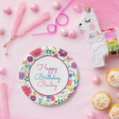 フィエスタメキシコフォーク水彩フローラ誕生日パップ ペーパープレート (パーティー)
