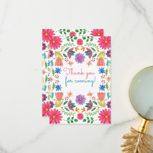 フィエスタメキシコフォーク水彩フローラ誕生日 サンキューカード (正面/裏面インサイチュ)