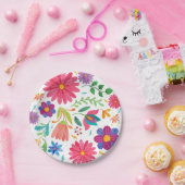 フィエスタメキシコフォーク水彩フローラ誕生日 ペーパープレート (パーティー)