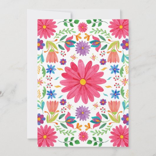 フィエスタメキシコフォーク水彩フローラ誕生日 招待状 (裏面)