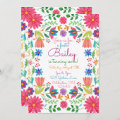 フィエスタメキシコフォーク水彩フローラ誕生日 招待状 (正面/裏面)