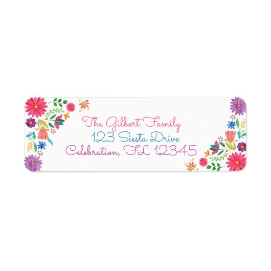 フィエスタメキシコフォーク水彩フローラ誕生日Tha ラベル (正面)