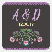 フィエスタメキシコフローララウンドステッカーパープルラベル スクエアシール (正面)