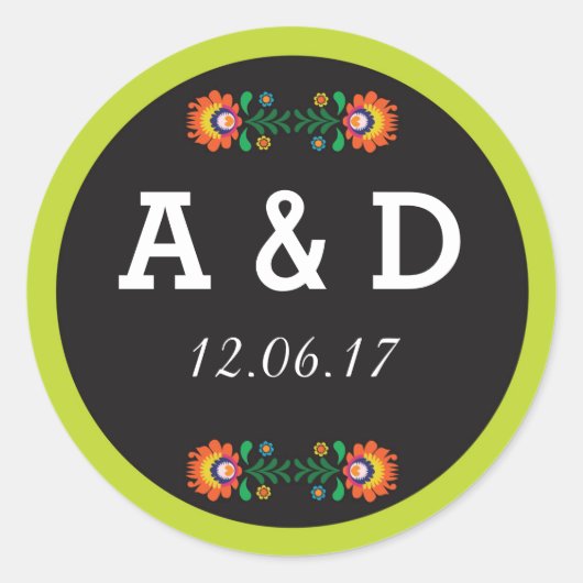 フィエスタメキシコフローララウンドステッカーラベル ラウンドシール (正面)