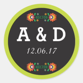 フィエスタメキシコフローララウンドステッカーラベル ラウンドシール