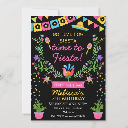 フィエスタメキシコフローラ誕生日 招待状 (正面)