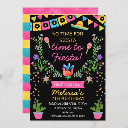 フィエスタメキシコフローラ誕生日 招待状 (正面/裏面)