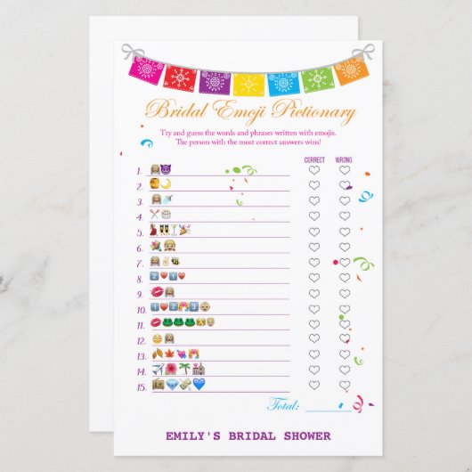 フィエスタメキシコブライダルシャワーゲームプリント (正面/裏面)