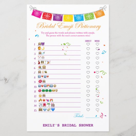 フィエスタメキシコブライダルシャワーゲームプリント (正面)