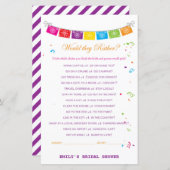 フィエスタメキシコブライダルシャワーゲームプリント (正面/裏面)