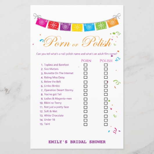 フィエスタメキシコブライダルシャワーゲームプリント (正面)