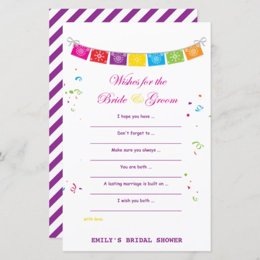 フィエスタメキシコブライダルシャワーゲームプリント (正面/裏面)