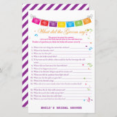 フィエスタメキシコブライダルシャワーゲームプリント (正面/裏面)