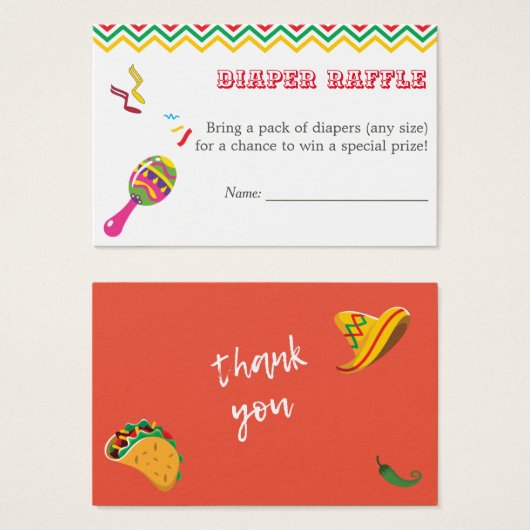 フィエスタメキシコベビーシャワーおむつラッフル (正面&裏面)