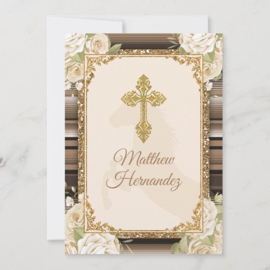 フィエスタメキシコボーイ金ゴールドバプテスマ&誕生日招待状 招待状 (裏面)