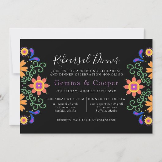 フィエスタメキシコ花模様リハーサルディナー 招待状 (正面)