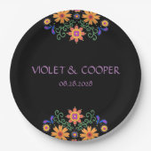 フィエスタメキシコ花模様結婚ズ ペーパープレート (正面)