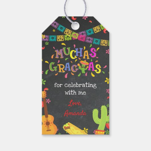 フィエスタメキシコ誕生日紙吹雪サンキューユーラベル ギフトタグ (正面)