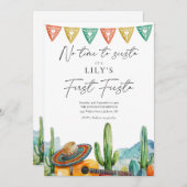 フィエスタモダンウォーターカラーサボテン1st誕生日 招待状 (正面/裏面)