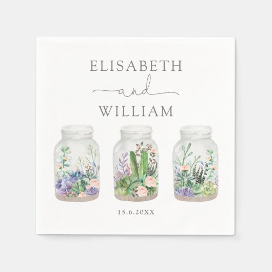 フィエスタモダン多肉質テラリウム結婚式の引き出物 スタンダードカクテルナプキン (正面)