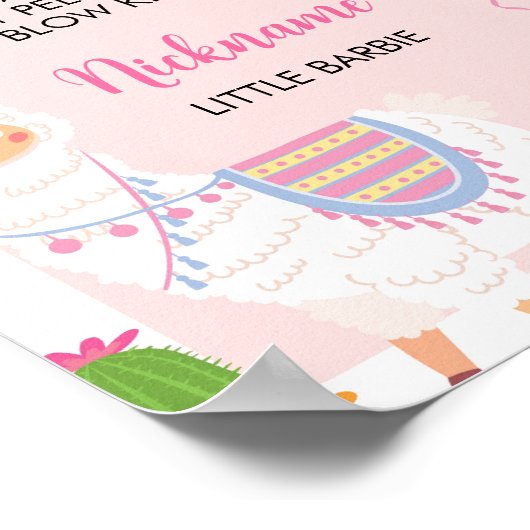 フィエスタラマおもしろいガール1stバースデーマイルストーンサイン ポスター (角)