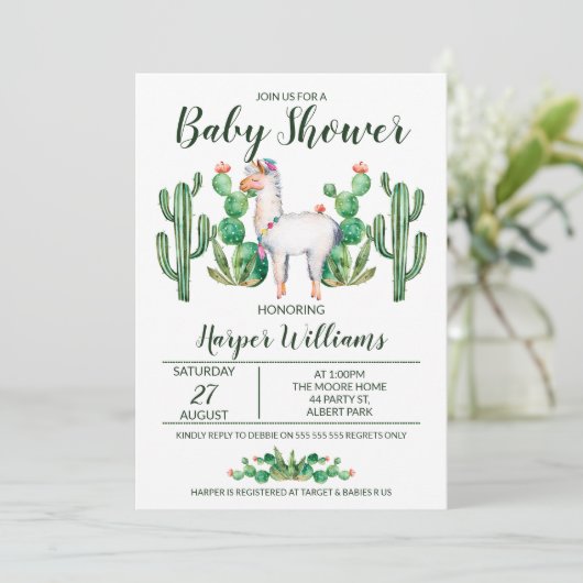 フィエスタラマウォーターカラーベビーシャワー招待状 招待状 (スタンド正面)