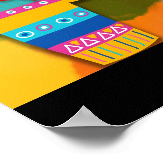 フィエスタラマチンコデマヨカラフルおもしろいウォーターカラー ポスター (角)